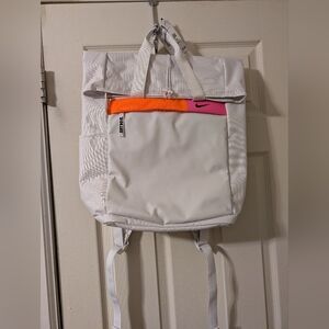 Nike White Backpack with Pink and Orange Accents